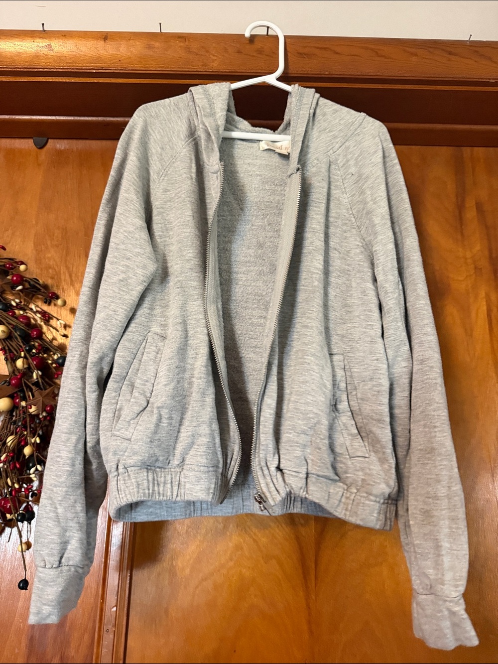 Kids Lightweight Grey Zip Hoodie Sweatshirt